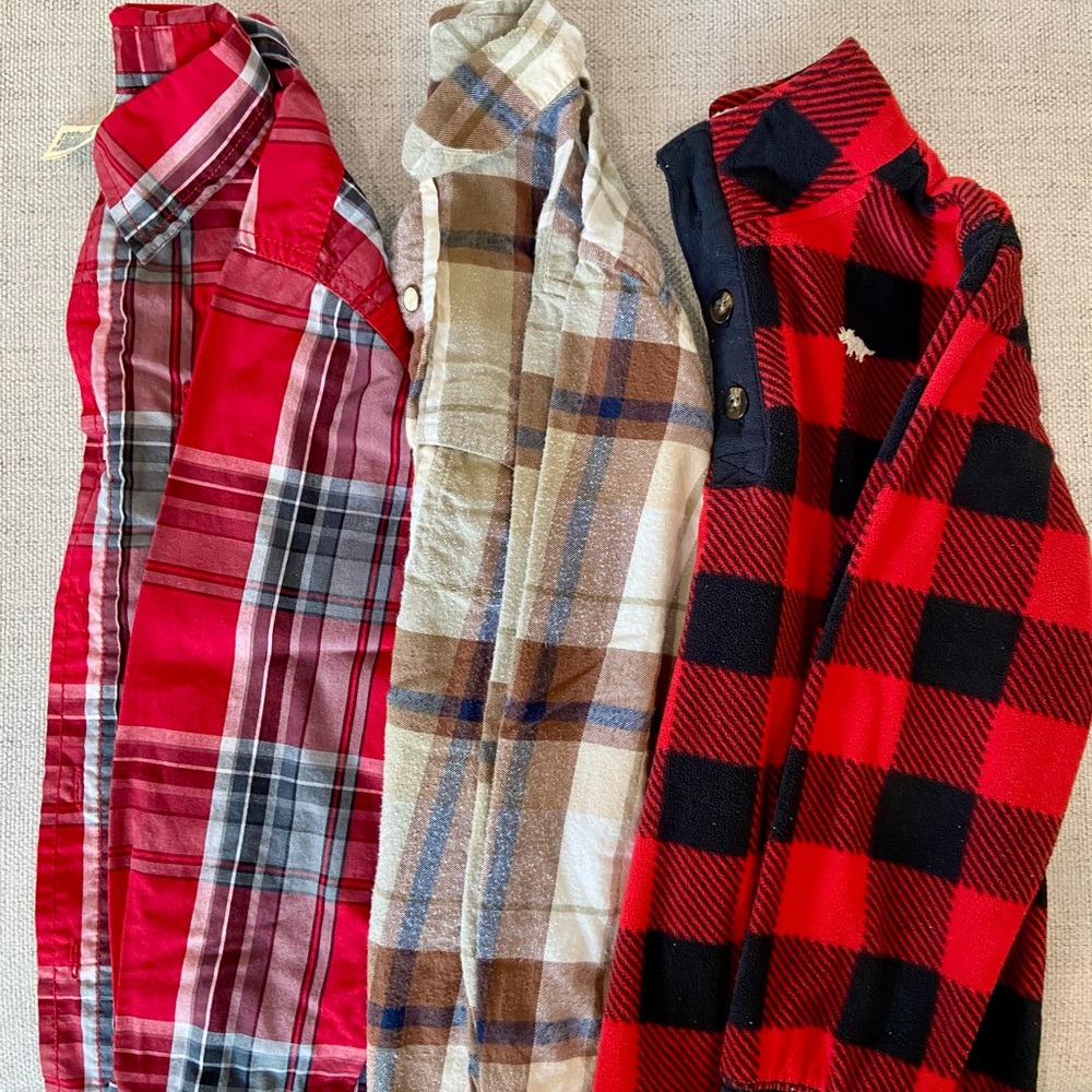 Plaid Button-Up Shirts Set